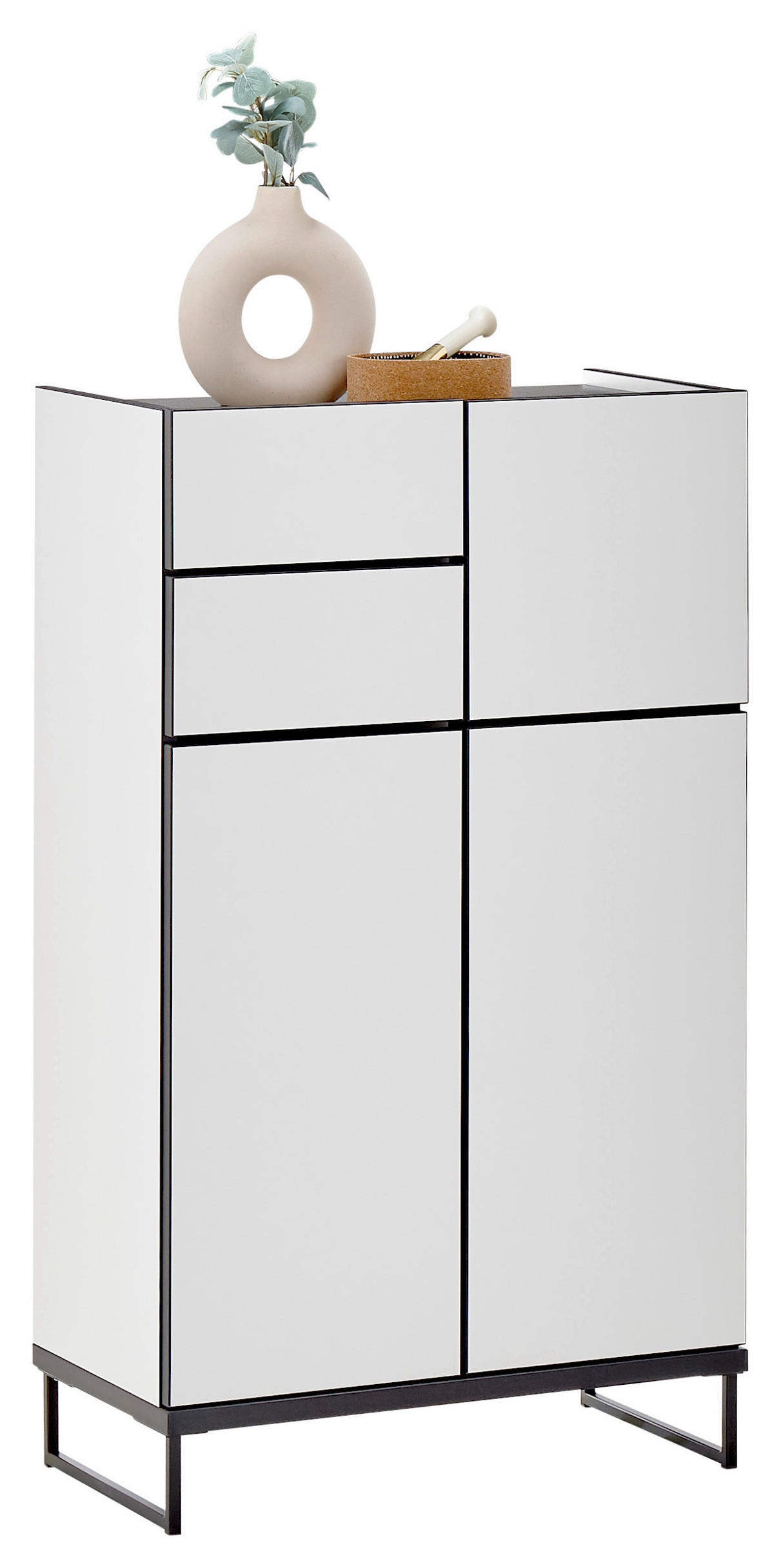 MIDISCHRANK 60/102/31 cm - Weiss/Schwarz, Basics, Holzwerkstoff/Metall (60/102/31cm) - MID.YOU