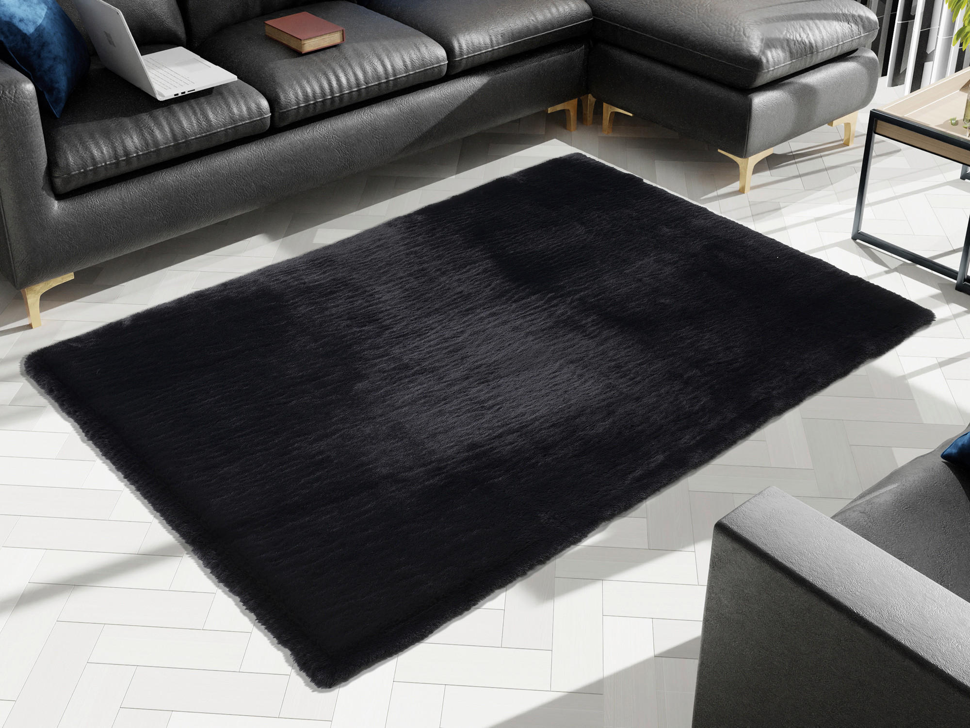 HOCHFLORTEPPICH 67/130 cm Silky Haven Schwarz  - Schwarz, Basics, Textil (67/130cm) - Novel