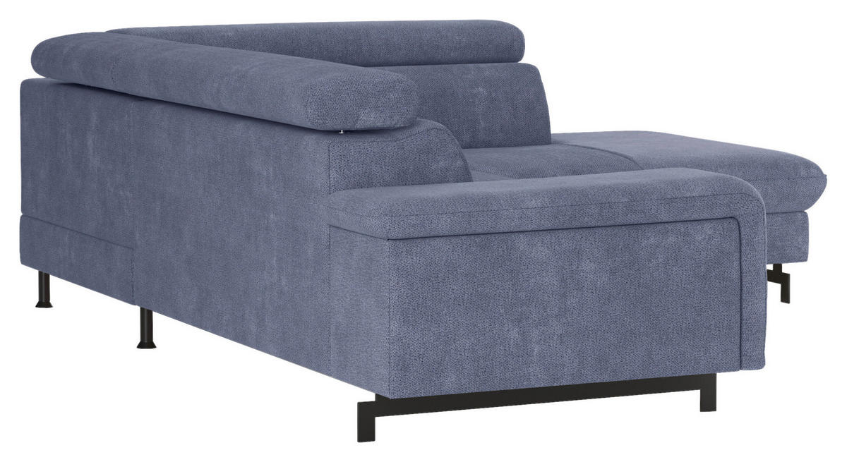 ECKSOFA Blau Chenille  - Blau/Schwarz, Textil/Metall (262/215cm) - MID.YOU