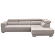 ECKSOFA in Mikrofaser Ecru  - Chromfarben/Ecru, Design, Textil/Metall (301/207cm) - Xora