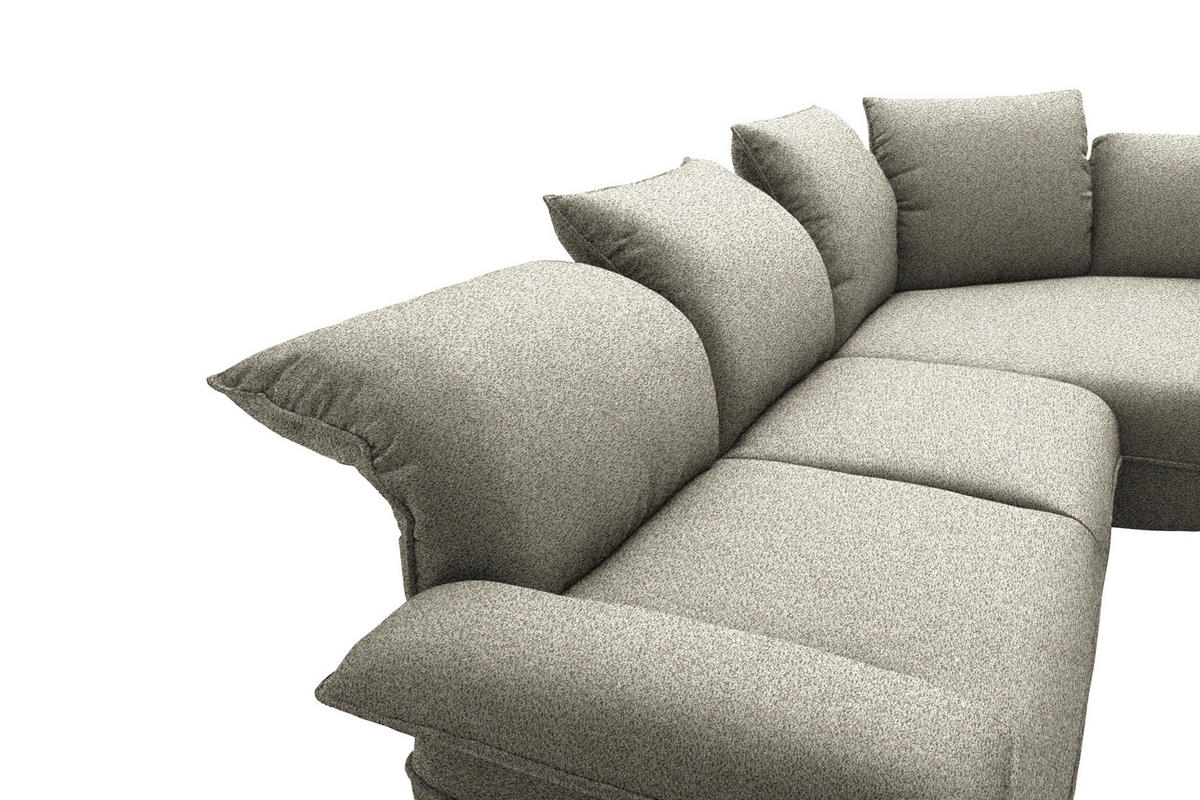 ECKSOFA  in Chenille Greige  343/154 cm  - Greige/Schwarz, Design, Kunststoff/Textil (343/154cm) - Koinor