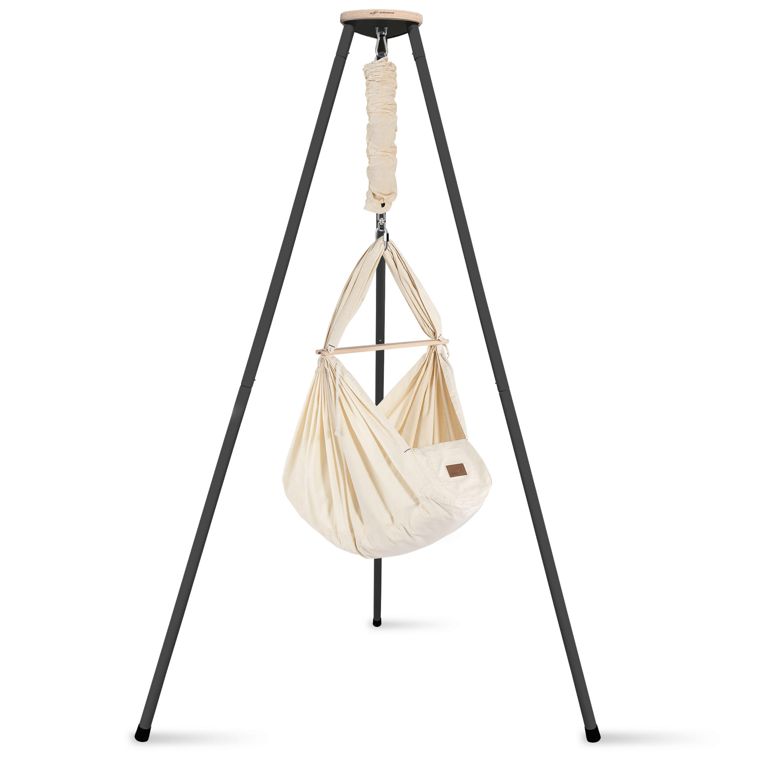 FEDERWIEGE STOFF BEIGE Buche  Anthrazit, Beige  - Anthrazit/Beige, Basics, Holz/Textil (135/194/135cm) - SCHMUSEWOLKE