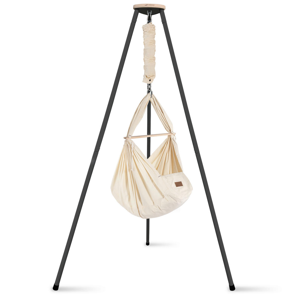 FEDERWIEGE STOFF BEIGE Buche  Anthrazit, Beige  - Anthrazit/Beige, Basics, Holz/Textil (135/194/135cm) - SCHMUSEWOLKE