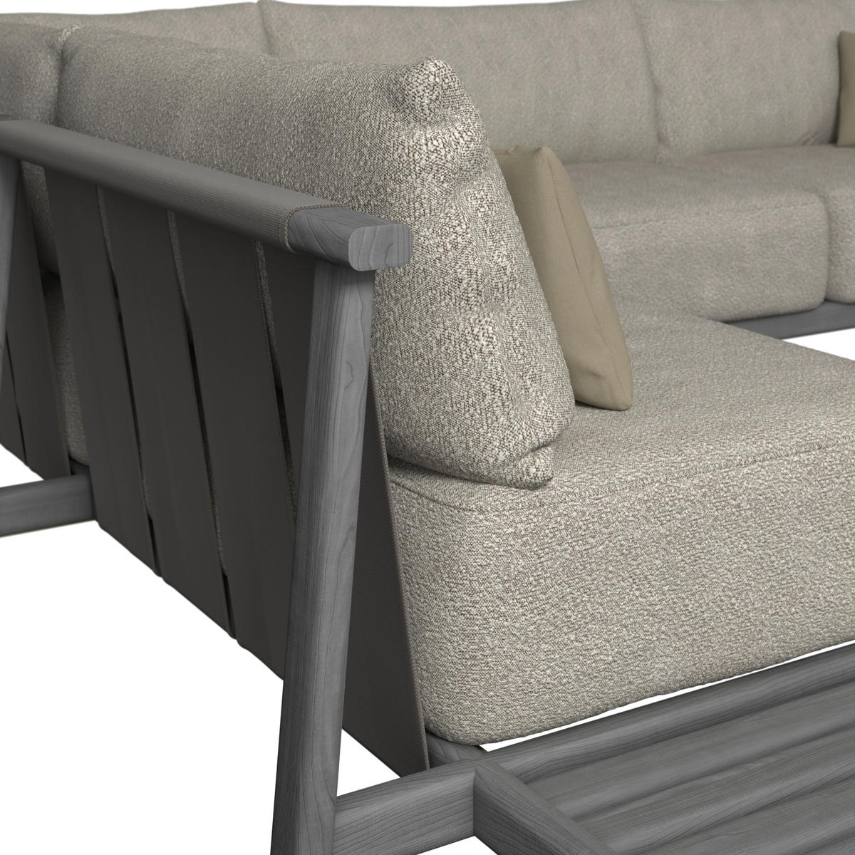 LOUNGEGARNITUR 308/264 cm Esche massiv  - Taupe/Anthrazit, ROMANTIK / LANDHAUS, Holz/Textil (308/264cm) - Dieter Knoll