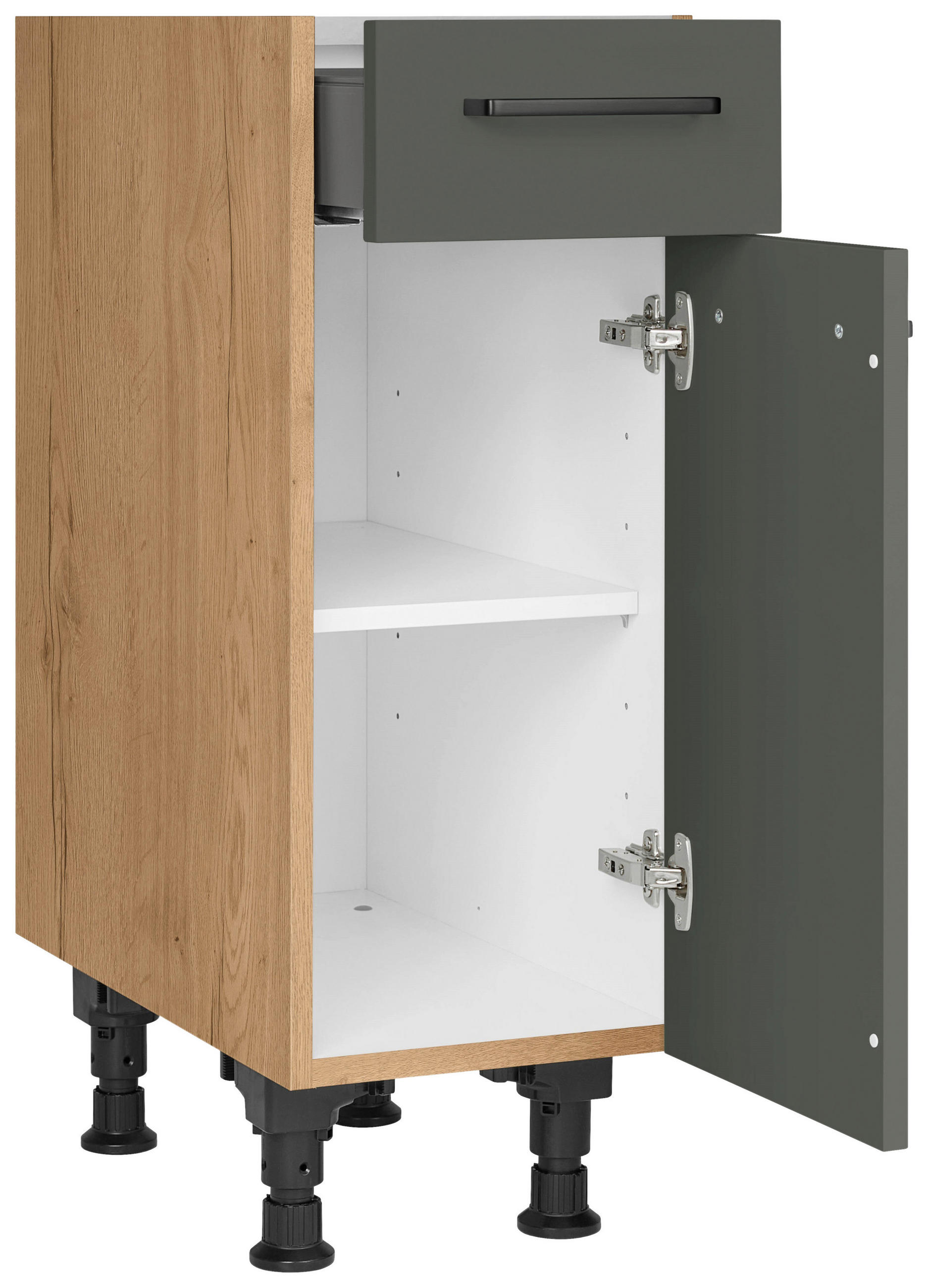 SCHUBKASTENUNTERSCHRANK 30/87/56 cm in Grün, Eichefarben - Eichefarben/Schwarz, MODERN, Holzwerkstoff/Metall (30/87/56cm) - Nobilia