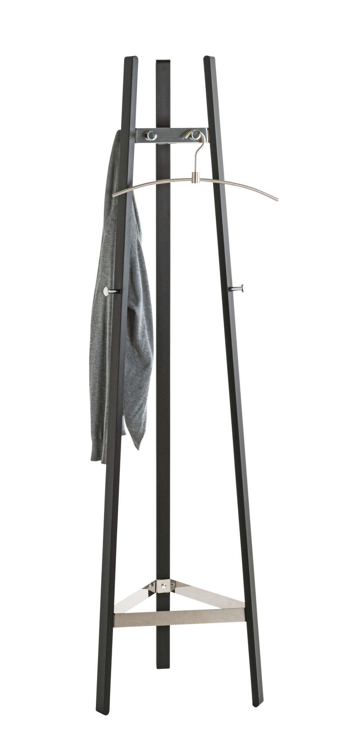 GARDEROBENSTÄNDER in Schwarz, Chromfarben 47/177/47 cm   - Chromfarben/Schwarz, Design, Metall (47/177/47cm)