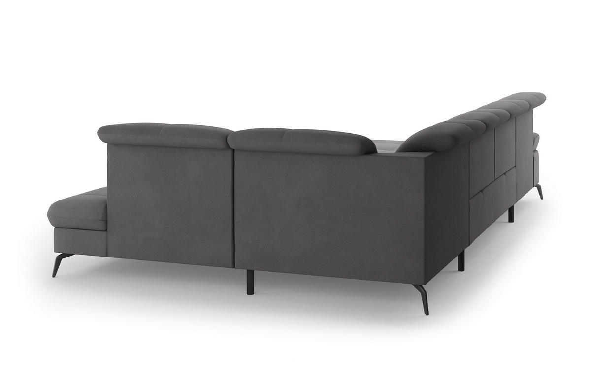 WOHNLANDSCHAFT in Flachgewebe Grau  - Schwarz/Grau, Konventionell, Textil/Metall (185/357/231cm) - Sit & More