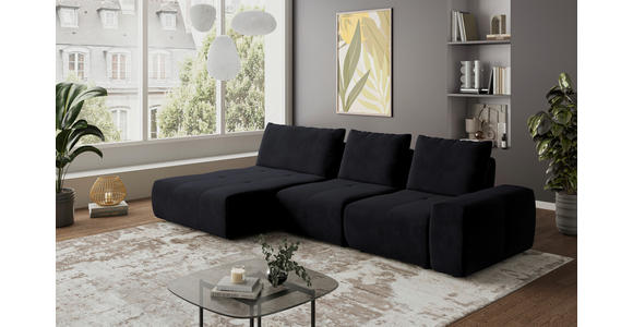 ECKSOFA in Velours Anthrazit  - Anthrazit/Schwarz, Design, Kunststoff/Textil (174/342cm) - Xora