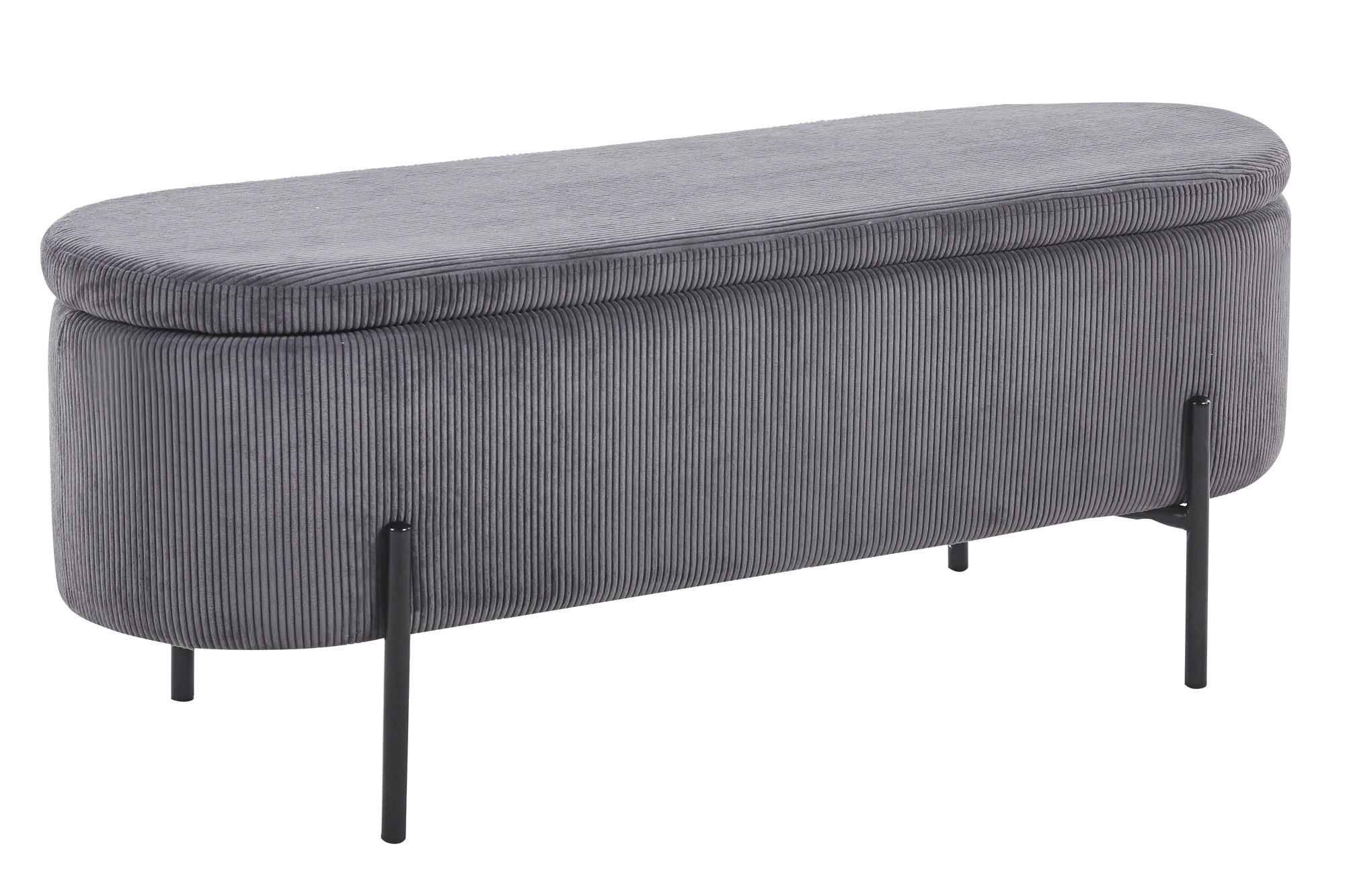 BETTBANK 110/44/40 cm   - Schwarz/Grau, MODERN, Textil/Metall (110/44/40cm) - Livetastic