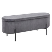 BETTBANK Cord Grau  - Schwarz/Grau, MODERN, Textil/Metall (110/44/40cm) - Livetastic