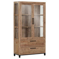 VITRINE  in massiv Mangoholz Naturfarben, Schwarz  - Schwarz/Naturfarben, Design, Glas/Holz (100/178/40cm) - Landscape