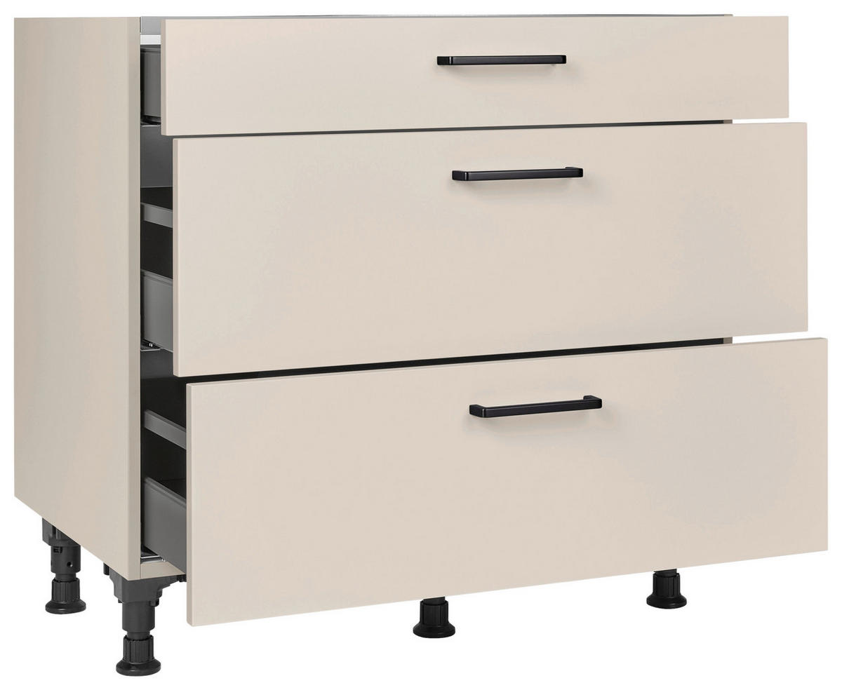 KOCHFELDUMBAUSCHRANK 90,0/87,0/56,0 cm  in Sandfarben  - Sandfarben/Schwarz, MODERN, Holzwerkstoff/Metall (90,0/87,0/56,0cm) - Nobilia