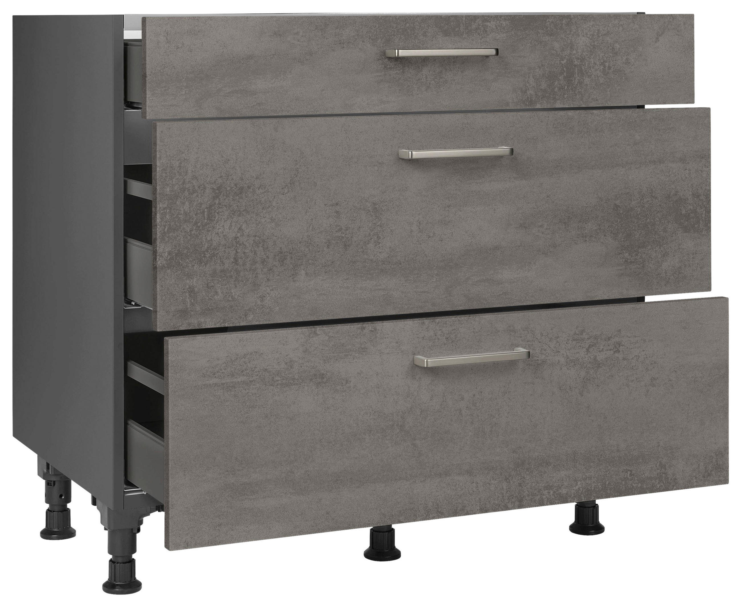 KOCHFELDUMBAUSCHRANK 90/87/56 cm  in Schieferfarben  - Schieferfarben/Edelstahlfarben, MODERN, Holzwerkstoff/Metall (90/87/56cm) - Nobilia