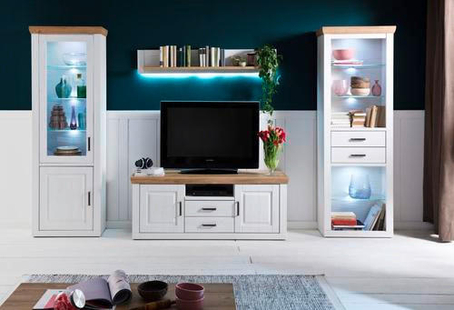 KOMODA POD TELEVIZI, barvy dubu, barvy pinie, 158/63/52 cm - černá/barvy dubu, Lifestyle, kov/kompozitní dřevo (158/63/52cm) - Livetastic