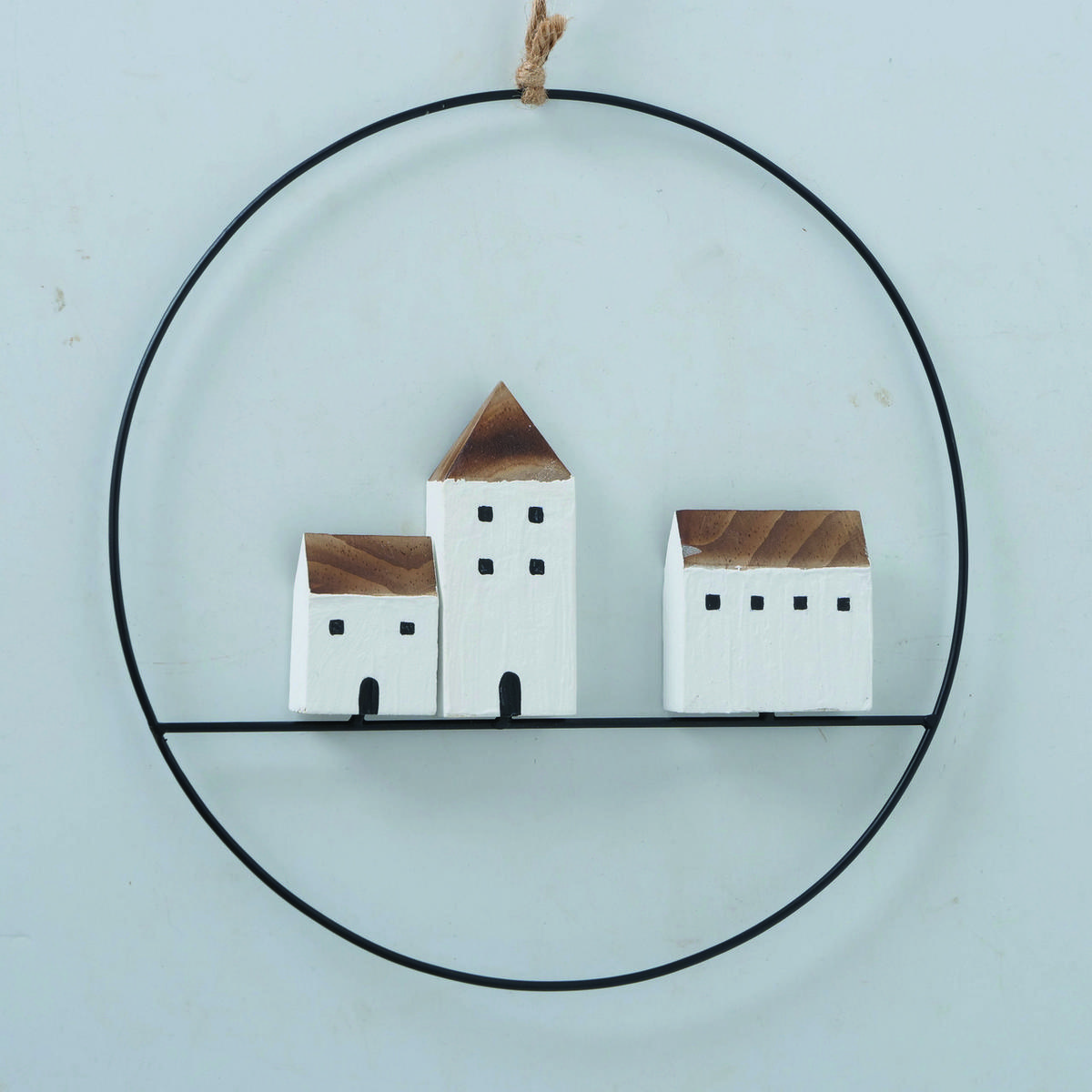 DEKORATIONSHÄNGE - vit/brun, Design, metall/trä (28/2/28cm)