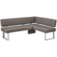 ECKBANK 203/156 cm Mikrofaser Anthrazit   - Edelstahlfarben/Anthrazit, Design, Textil/Metall (203/156cm) - Moderano