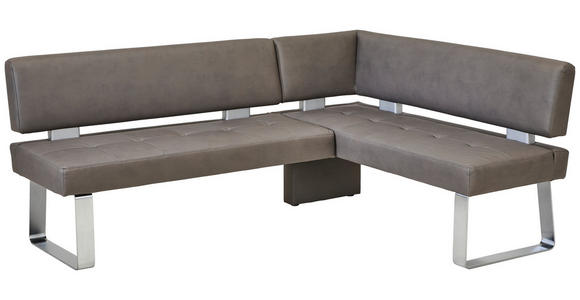 ECKBANK 203/156 cm Mikrofaser Anthrazit   - Edelstahlfarben/Anthrazit, Design, Textil/Metall (203/156cm) - Moderano