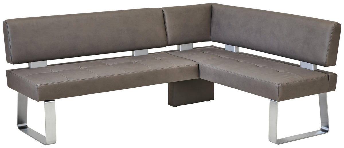 ECKBANK 203/156 cm Mikrofaser Anthrazit   - Edelstahlfarben/Anthrazit, Design, Textil/Metall (203/156cm) - Moderano