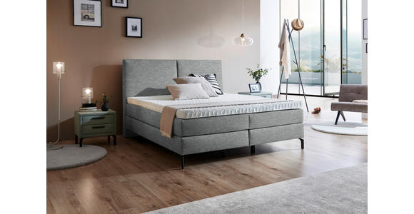 BOXSPRINGBETT 180/200 cm  in Grau  - Schwarz/Grau, KONVENTIONELL, Textil/Metall (180/200cm) - Dieter Knoll