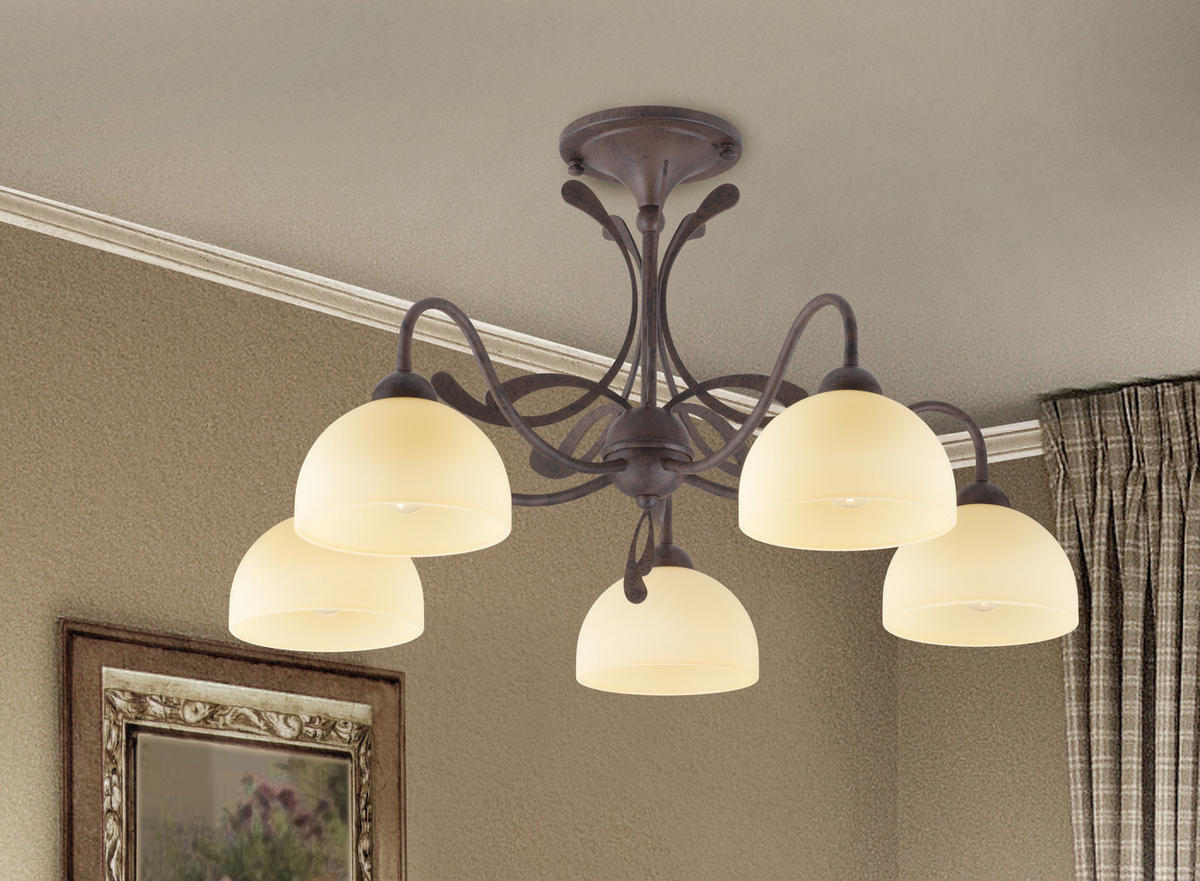 DECKENLEUCHTE  70/40 cm    - Creme/Weiß, KONVENTIONELL, Glas/Metall (70/40cm)