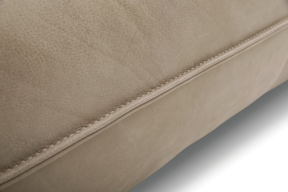 2,5-SITZER Beige Echtleder  - Beige/Schwarz, Design, Leder/Kunststoff (190/74-99/87-117cm) - Koinor