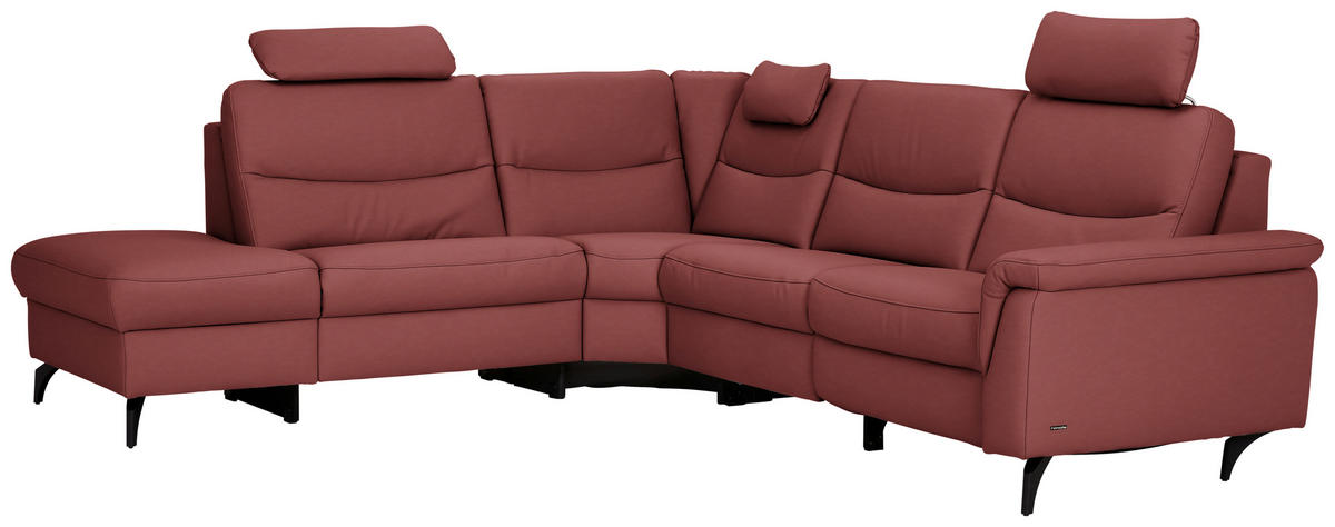 ECKSOFA in Echtleder Rot  249/280 cm  - Anthrazit/Rot, Design, Leder/Metall (249/280cm) - Himolla Komfortklass