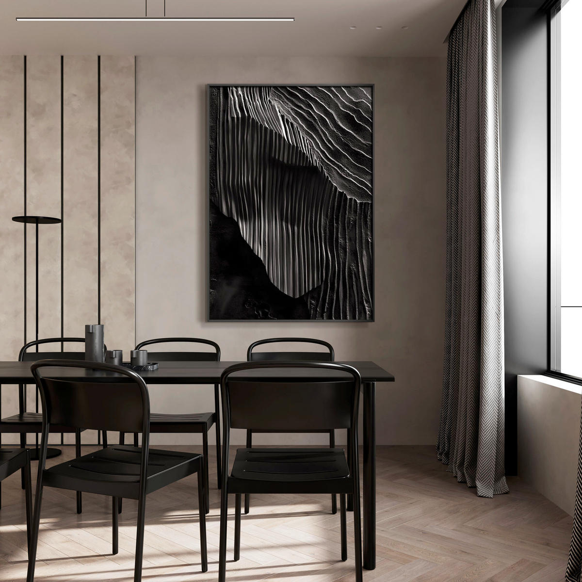 LEINWANDBILD Abstraktes 70/100 cm  - Schwarz/Weiß, Basics, Holz/Textil (70/100cm)