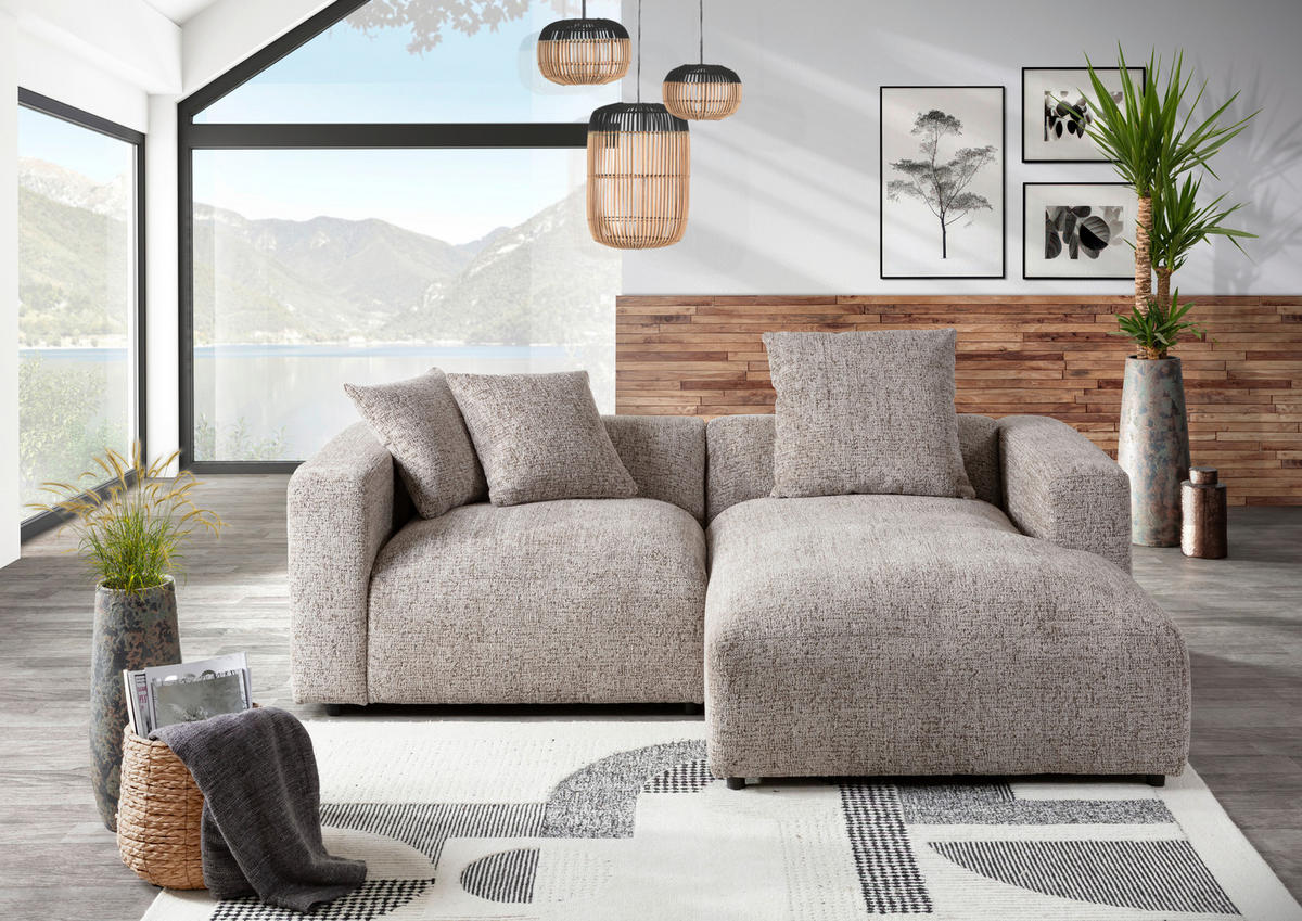 ECKSOFA Braun Chenille  - Creme/Schwarz, MODERN, Kunststoff/Textil (231/178cm) - Carryhome