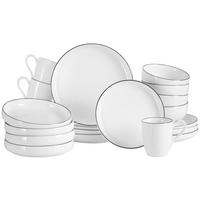 KOMBISERVICE 20-teilig 4 Personen Schwarz, Weiß Oslo  - Schwarz/Weiß, Design, Keramik - Novel