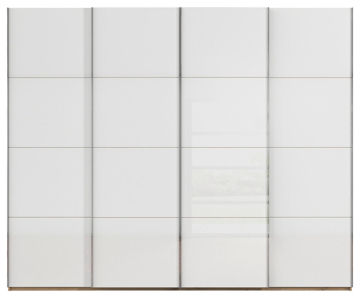 SCHWEBETÜRENSCHRANK 271/235/68 cm 4-türig Weiß, Eiche Artisan  - Chromfarben/Weiß, Design, Glas/Holzwerkstoff (271/235/68cm) - Novel