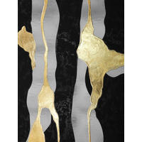 ÖLGEMÄLDE Abstraktes, Strukturen, orientalisch 88/118 cm  - Goldfarben/Grauweiß, LIFESTYLE, Holzwerkstoff/Textil (88/118cm) - Monee