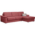 ECKSOFA in Flachgewebe Rot  - Chromfarben/Rot, KONVENTIONELL, Textil/Metall (285/176cm) - Novel