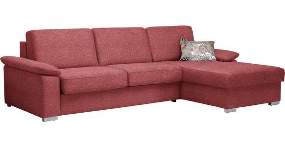 ECKSOFA in Flachgewebe Rot - Chromfarben/Rot, KONVENTIONELL, Textil/Metall (285/176cm) - Novel