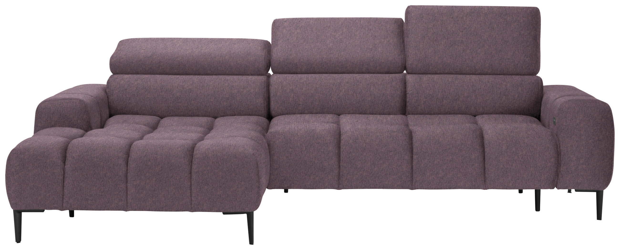 ECKSOFA Flieder Samt, Webstoff  - Flieder/Schwarz, Design, Textil/Metall (177/270cm) - Welnova