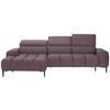 ECKSOFA in Samt, Webstoff Flieder  - Flieder/Schwarz, Design, Textil/Metall (177/270cm) - Welnova