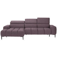 ECKSOFA in Samt, Webstoff Flieder  - Flieder/Schwarz, Design, Textil/Metall (177/270cm) - Welnova