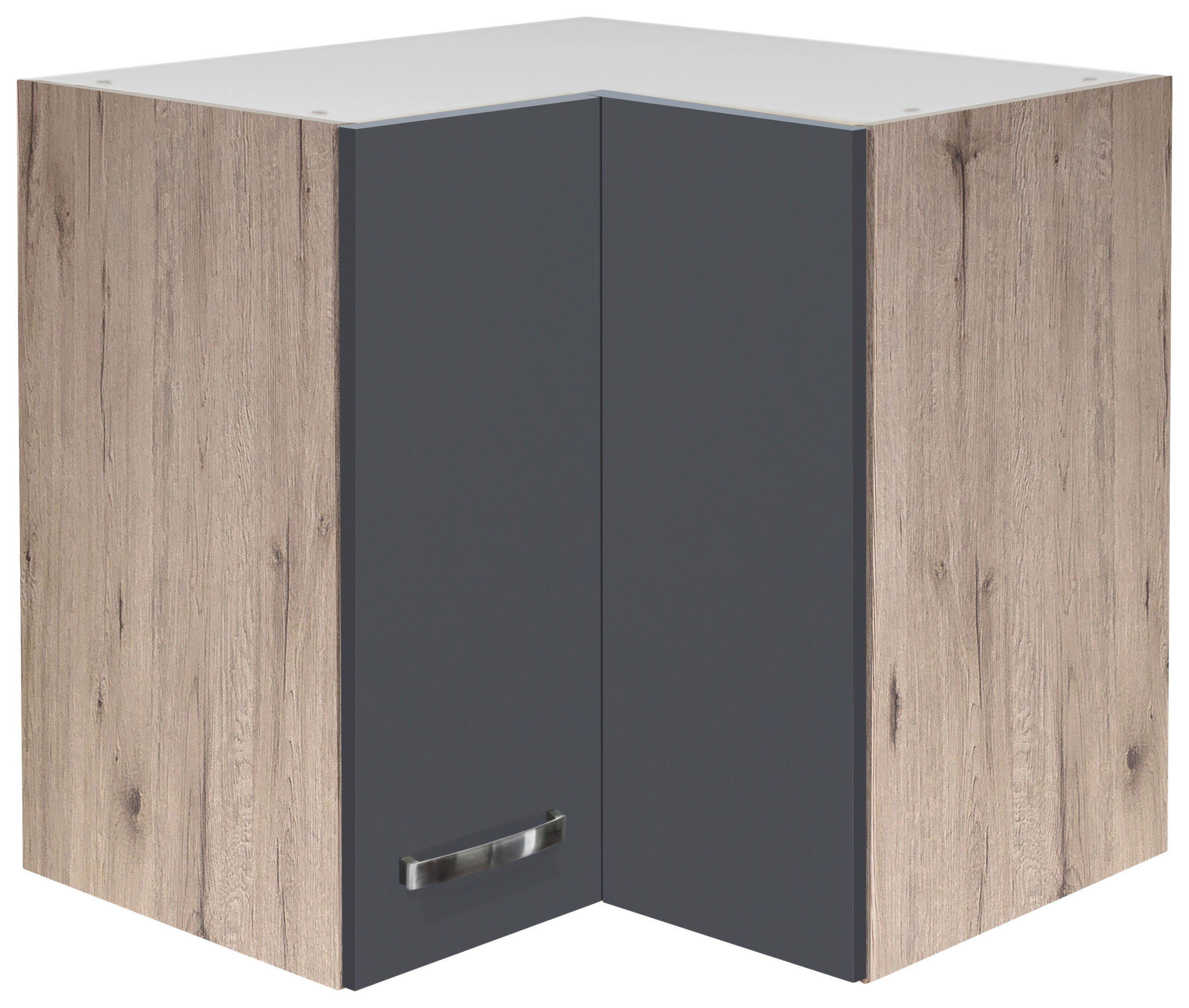 FlexWell ECKOBERSCHRANK Eiche San Remo, Dunkelgrau 60cm × 32cm × 54cm