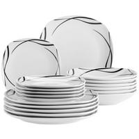 TELLERSET Decora 18-teilig  - Schwarz/Weiß, Trend, Keramik - Mäser