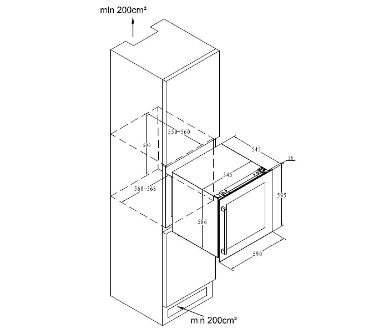 WEINKÜHLSCHRANK LSBI36BDZ  - Basics, Glas/Holz (59,0/59,5/56,3cm)