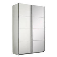 SCHWEBETÜRENSCHRANK 136/210/62 cm 2-türig Weiß  - Alufarben/Weiß, Design, Glas/Holzwerkstoff (136/210/62cm) - Carryhome
