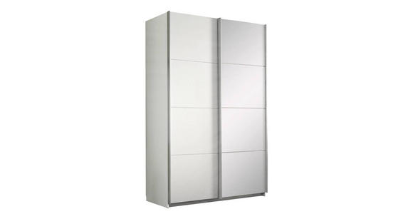 SCHWEBETÜRENSCHRANK 136/210/62 cm 2-türig Weiß - Alufarben/Weiß, Design, Glas/Holzwerkstoff (136/210/62cm) - Carryhome