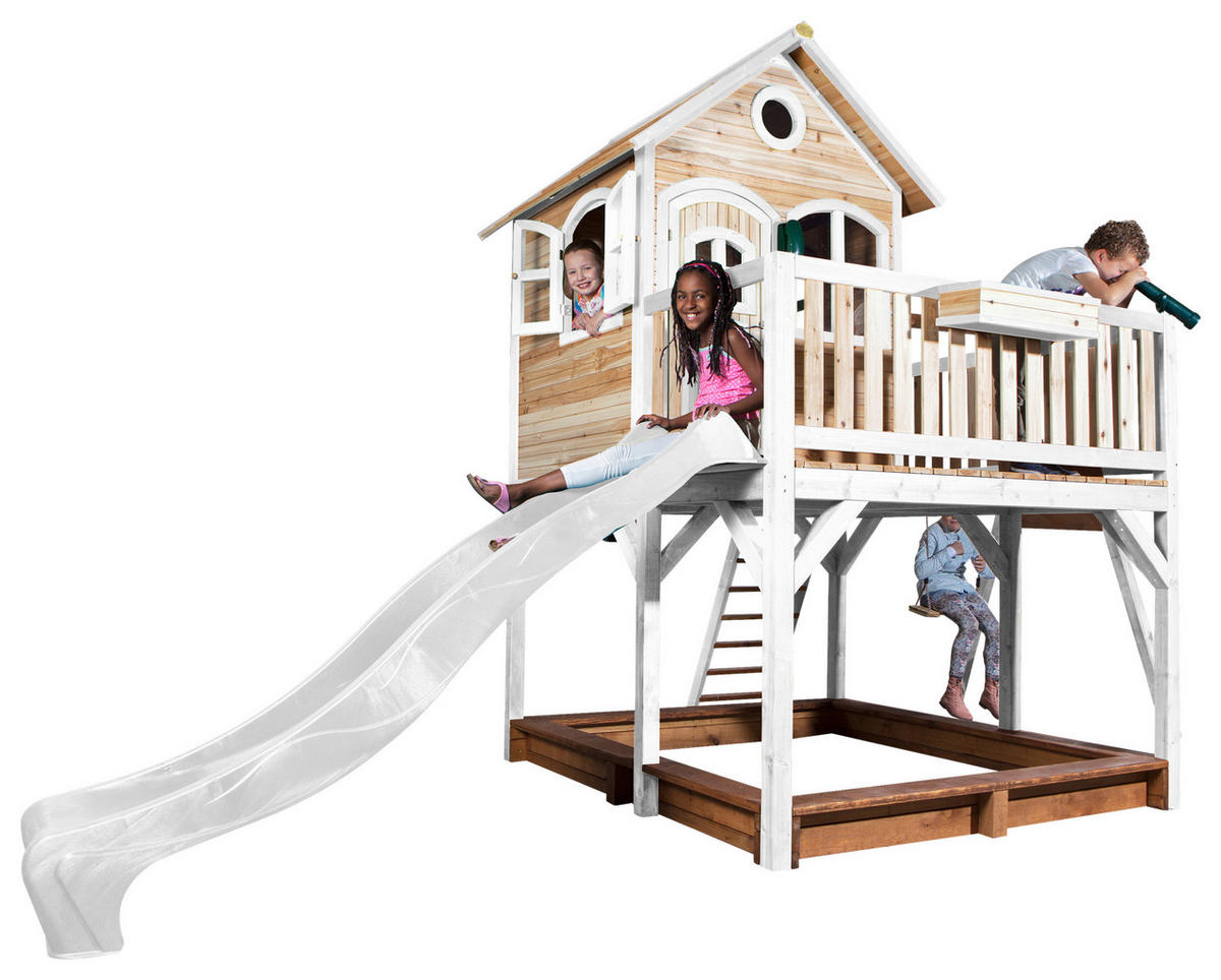 SPIELTURM 541/291/277 cm  - Braun/Weiß, KONVENTIONELL, Holz/Kunststoff (541/291/277cm) - Ambia Garden