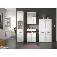 BADEZIMMER 4-teilig  in 171 cm  - Weiß Hochglanz/Silberfarben, MODERN, Glas/Holzwerkstoff (171cm) - MID.YOU