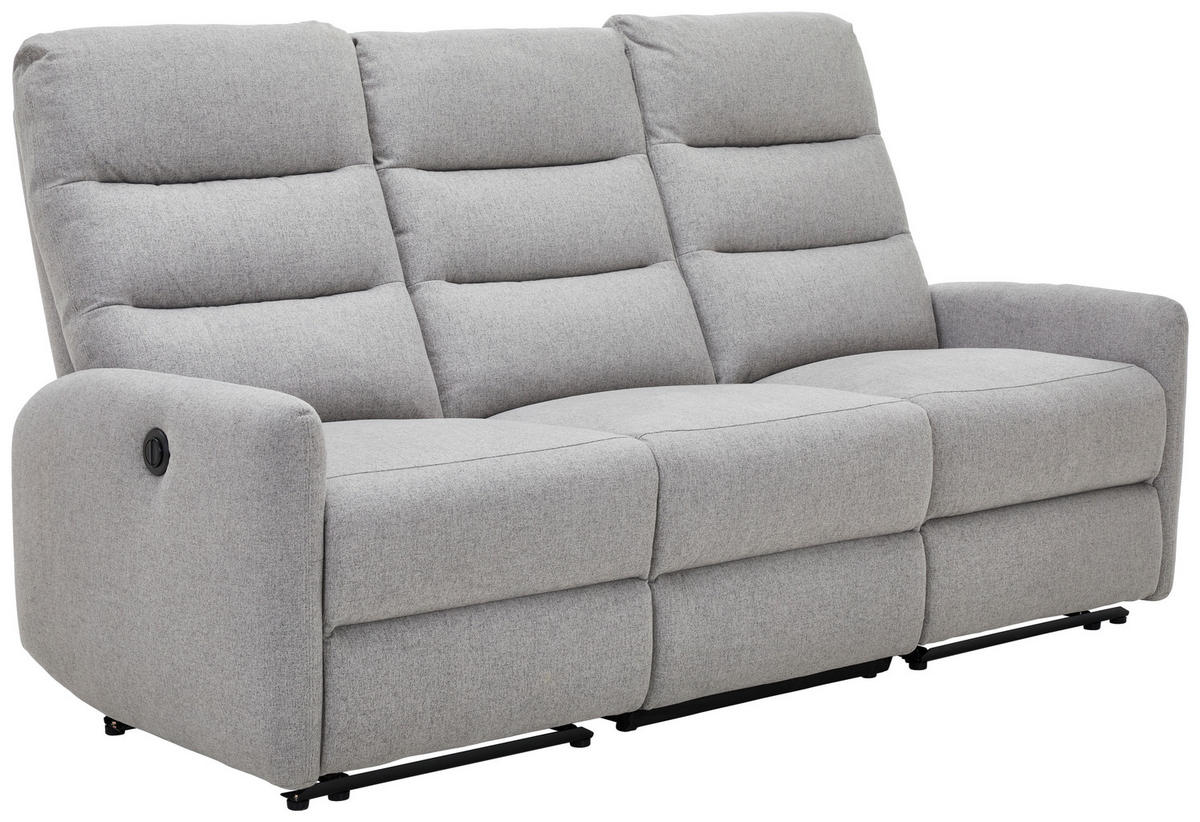 3-SITZER-SOFA Webstoff Hellgrau  - Hellgrau/Schwarz, Design, Kunststoff/Textil (192/105/94cm) - Carryhome