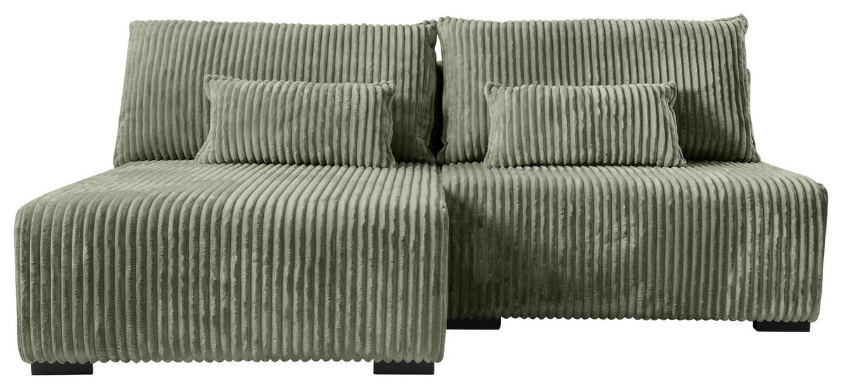 ECKSOFA  in Cord Olivgrün  146/210 cm  - Schwarz/Olivgrün, MODERN, Holz/Textil (146/210cm) - Carryhome