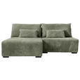ECKSOFA Olivgrün Cord Rückenkissen, Nierenkissen, Bettkasten  - Schwarz/Olivgrün, MODERN, Holz/Textil (146/210cm) - Carryhome