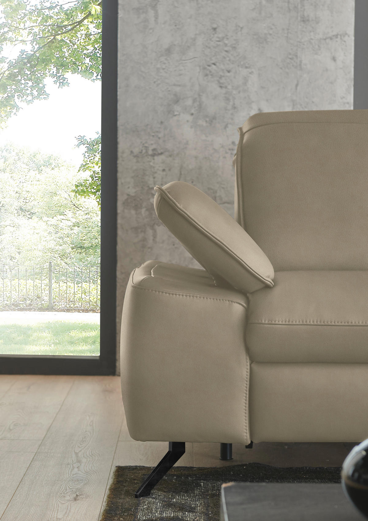 ECKSOFA  Echtleder Sandfarben  - Sandfarben/Schwarz, Design, Leder/Metall (307/169cm) - Beldomo Premium