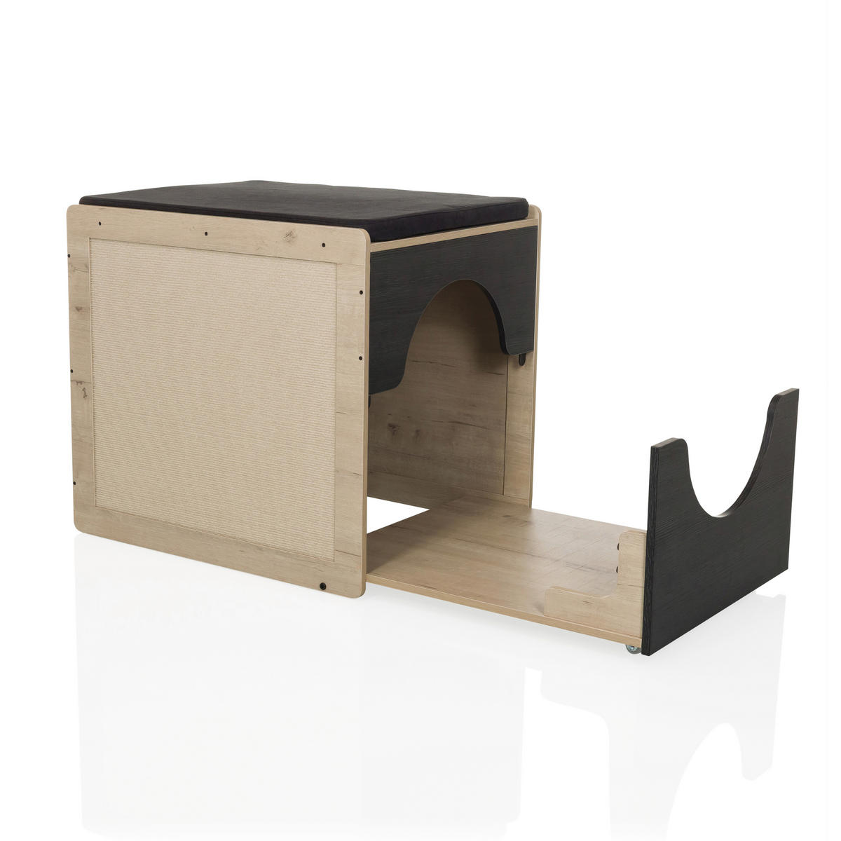 TIERHAUS - Eiche dunkel/Schwarz, MODERN, Holzwerkstoff (60/55/50cm) - MID.YOU