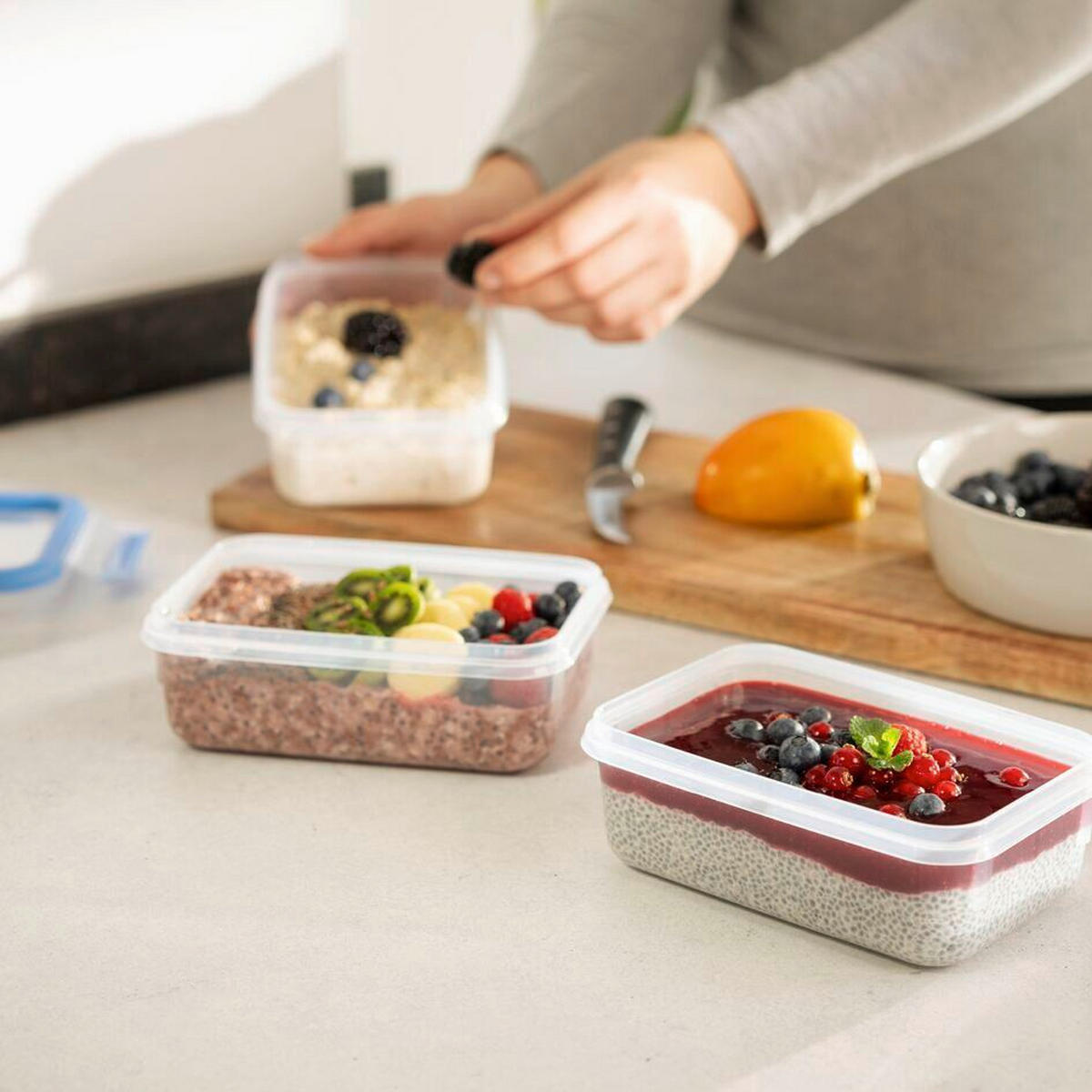 FRISCHHALTEDOSENSET Clip & Close 5-teilig  - Transparent, Basics, Kunststoff (16,7/11,7/27,1cm) - Emsa