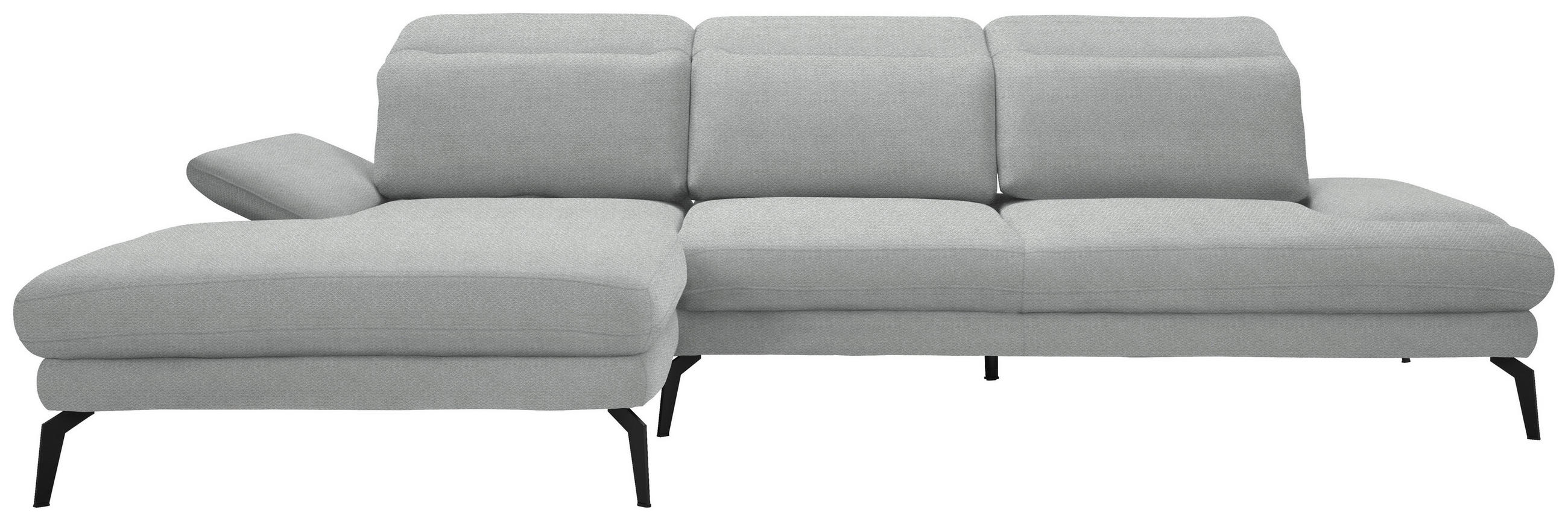 ECKSOFA in Chenille Hellgrau  - Hellgrau/Schwarz, Design, Textil/Metall (180/289cm) - Stylife